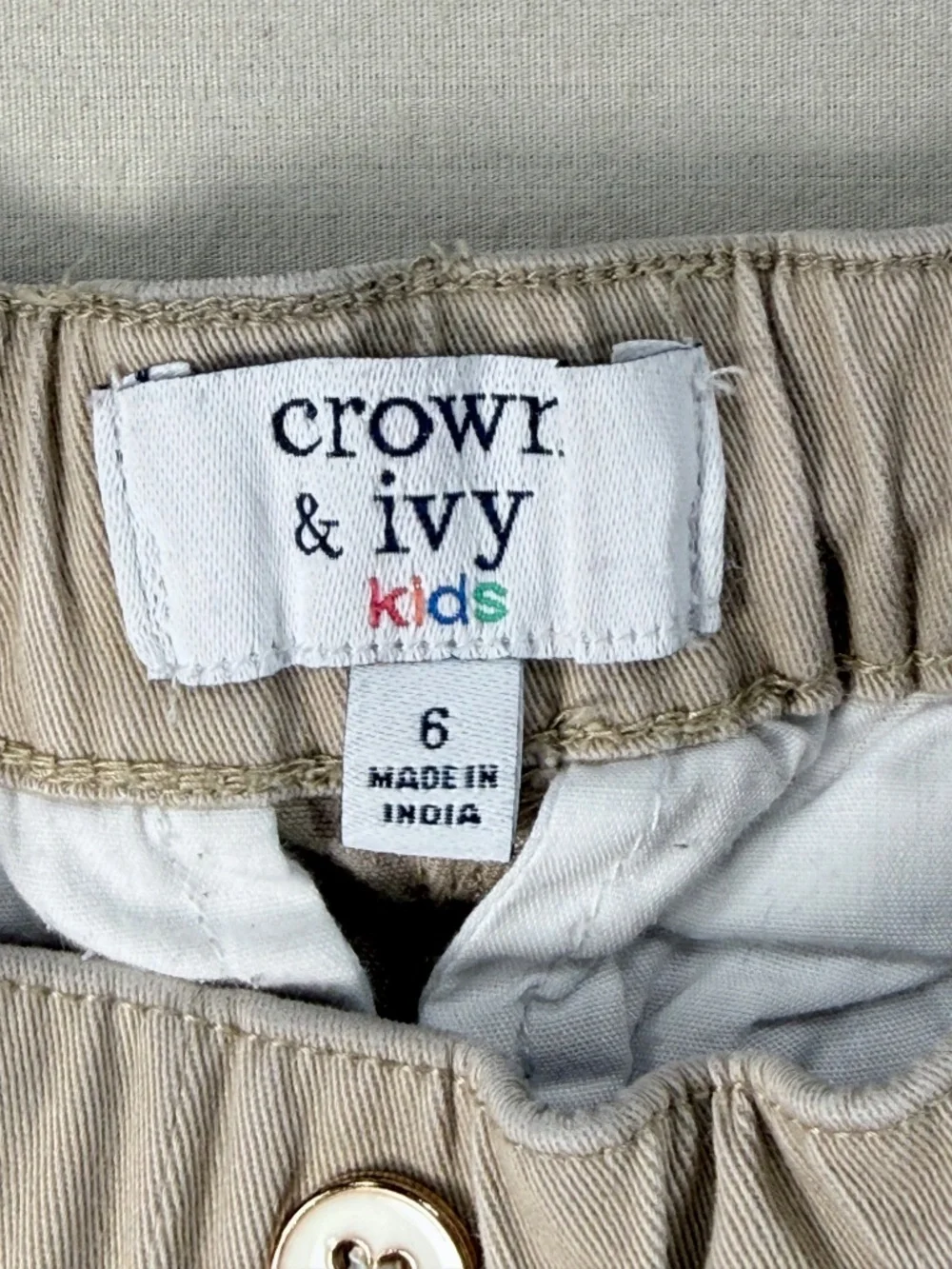 Crown & Ivy Kids Tan Scalloped Hem Twill Shorts Size 6